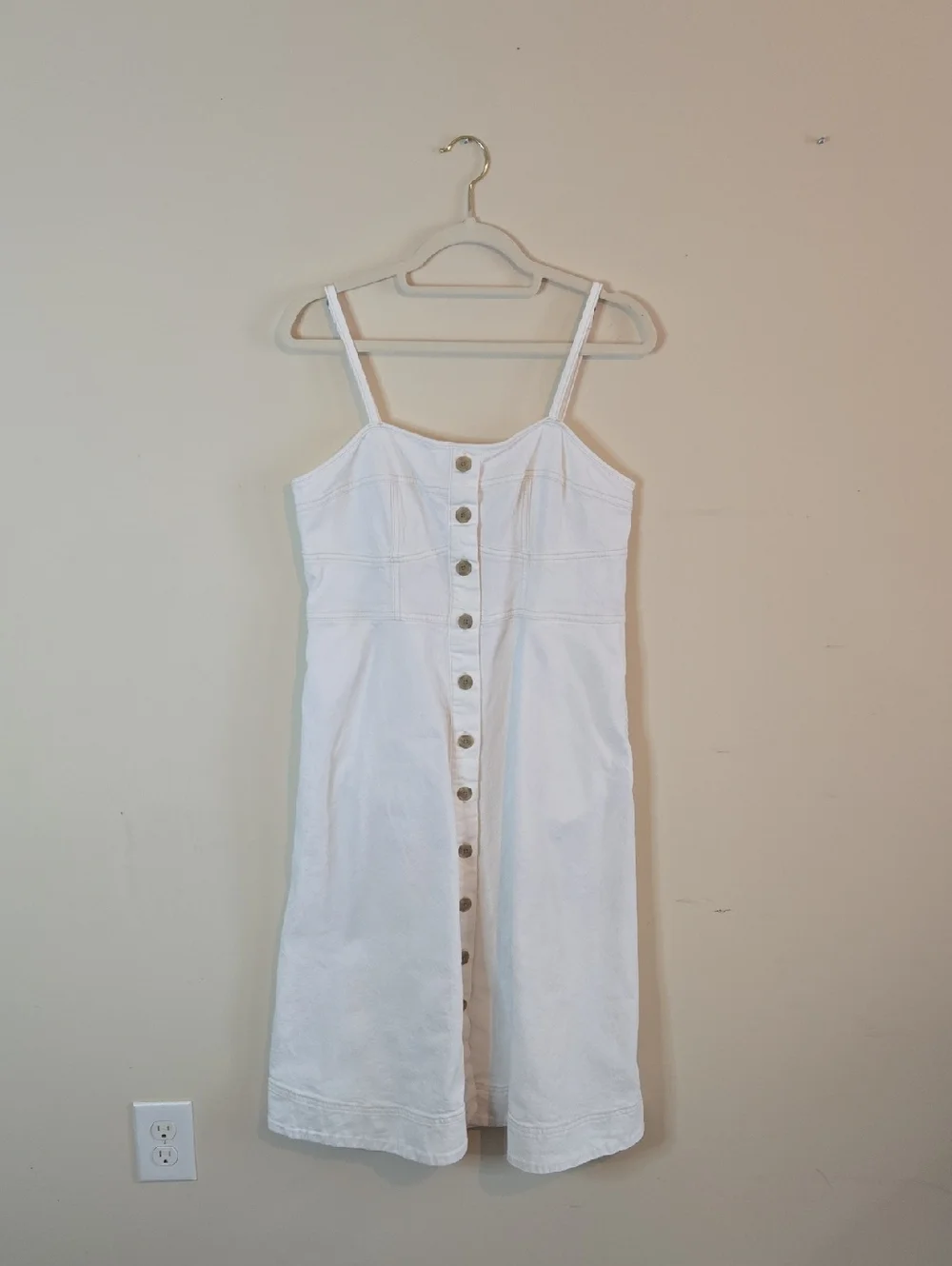 Universal Thread White Denim Dress Button Front Cottagecore Summer Large - Picture 2 of 10